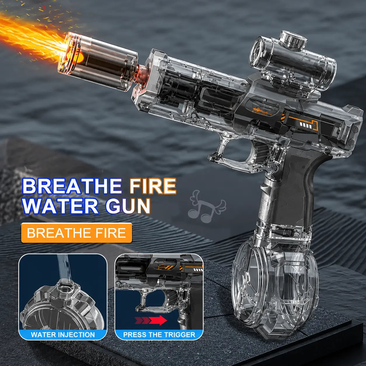 Adult and Children'S Electric Water Guns, Summervibes,Automatic High-Power Water Guns, Swimming Pool Toys,Summervibes,Beach Electric Water Guns, Realistic Muzzle Flames.