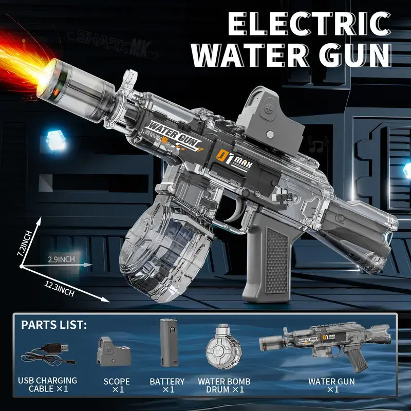 Adult and Children'S Electric Water Guns, Summervibes,Automatic High-Power Water Guns, Swimming Pool Toys,Summervibes,Beach Electric Water Guns, Realistic Muzzle Flames.